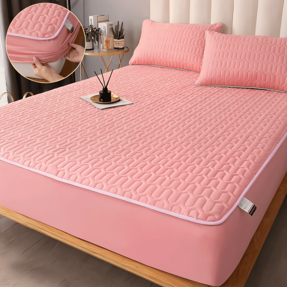 Waterproof Quilted Mattress Pad Protector with Deep Pocket Fitted Skirt – Breathable Polyester Cover for Bedroom | Thomler