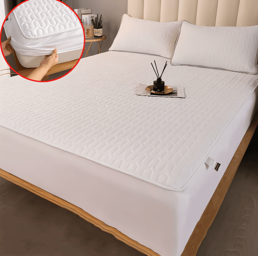 Waterproof Quilted Mattress Pad Protector with Deep Pocket Fitted Skirt – Breathable Polyester Cover for Bedroom | Thomler