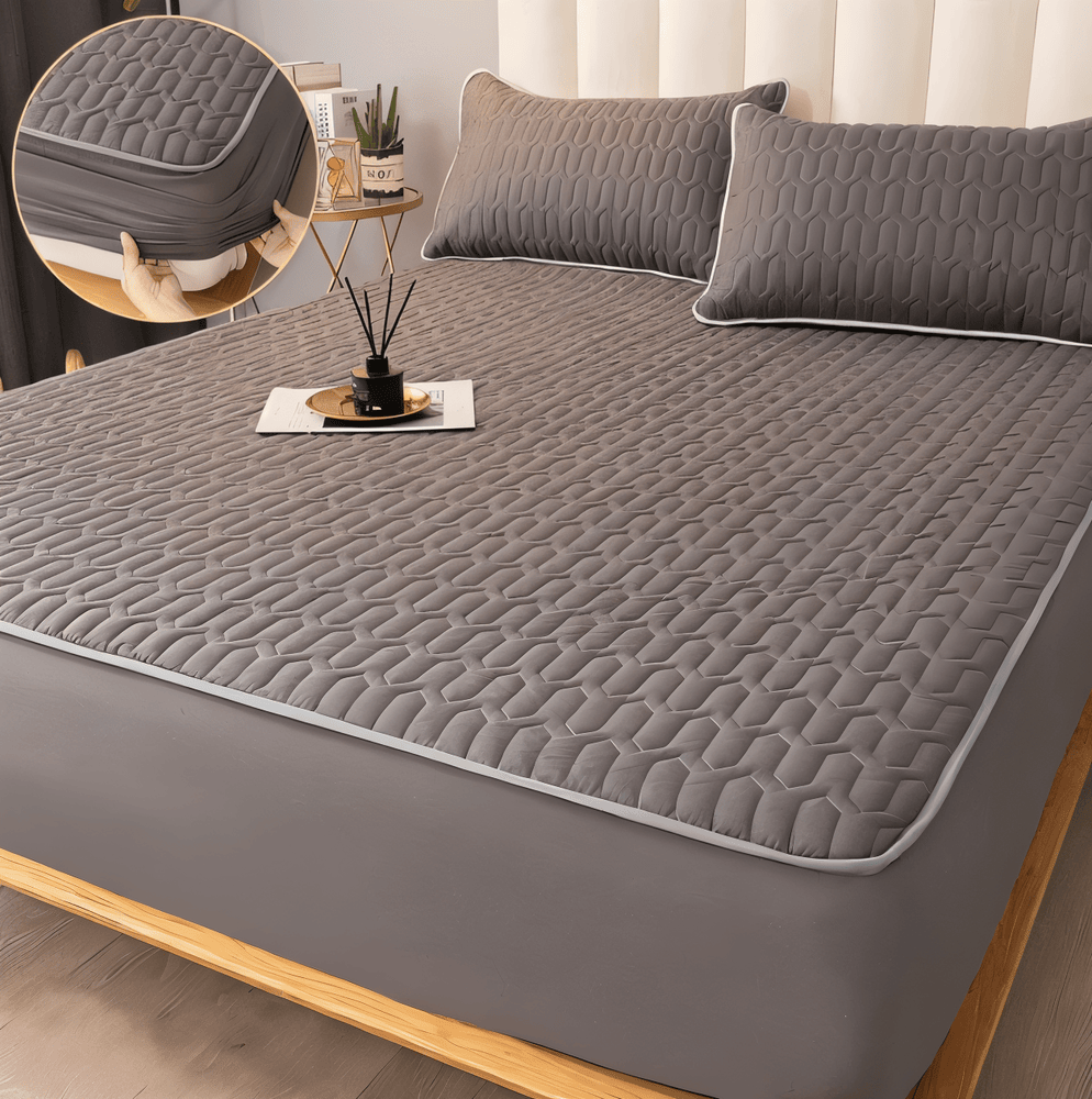Waterproof Quilted Mattress Pad Protector with Deep Pocket Fitted Skirt – Breathable Polyester Cover for Bedroom | Thomler