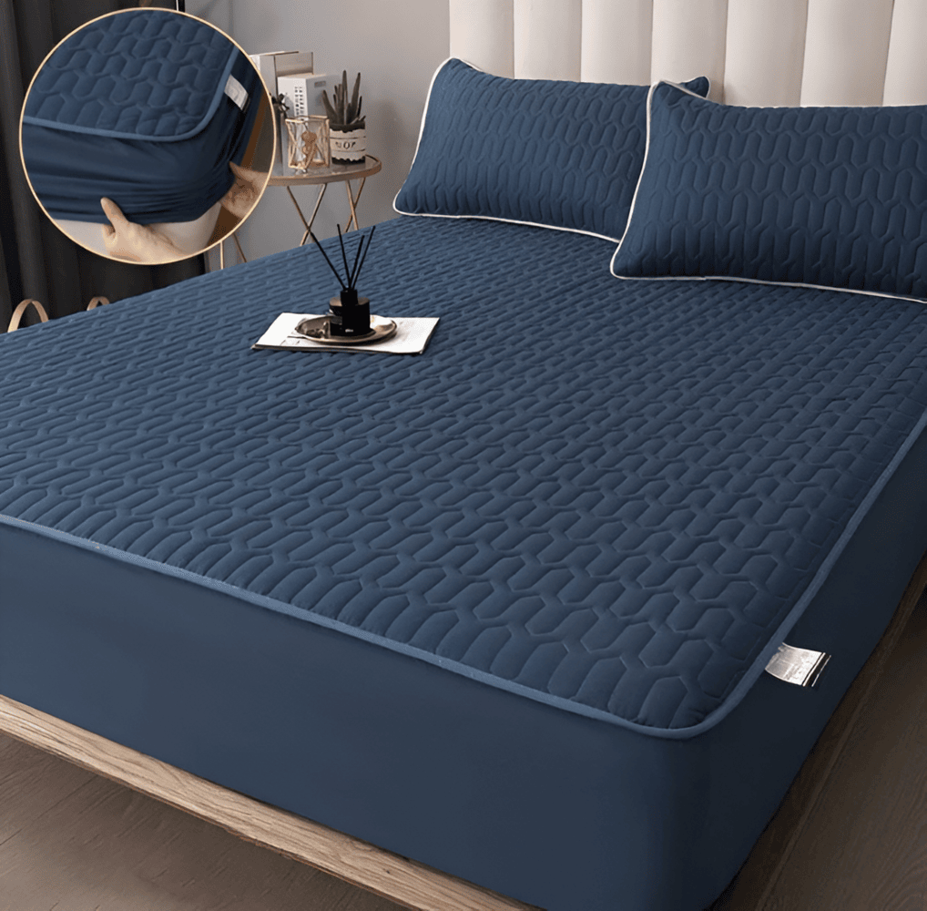 Waterproof Quilted Mattress Pad Protector with Deep Pocket Fitted Skirt – Breathable Polyester Cover for Bedroom | Thomler