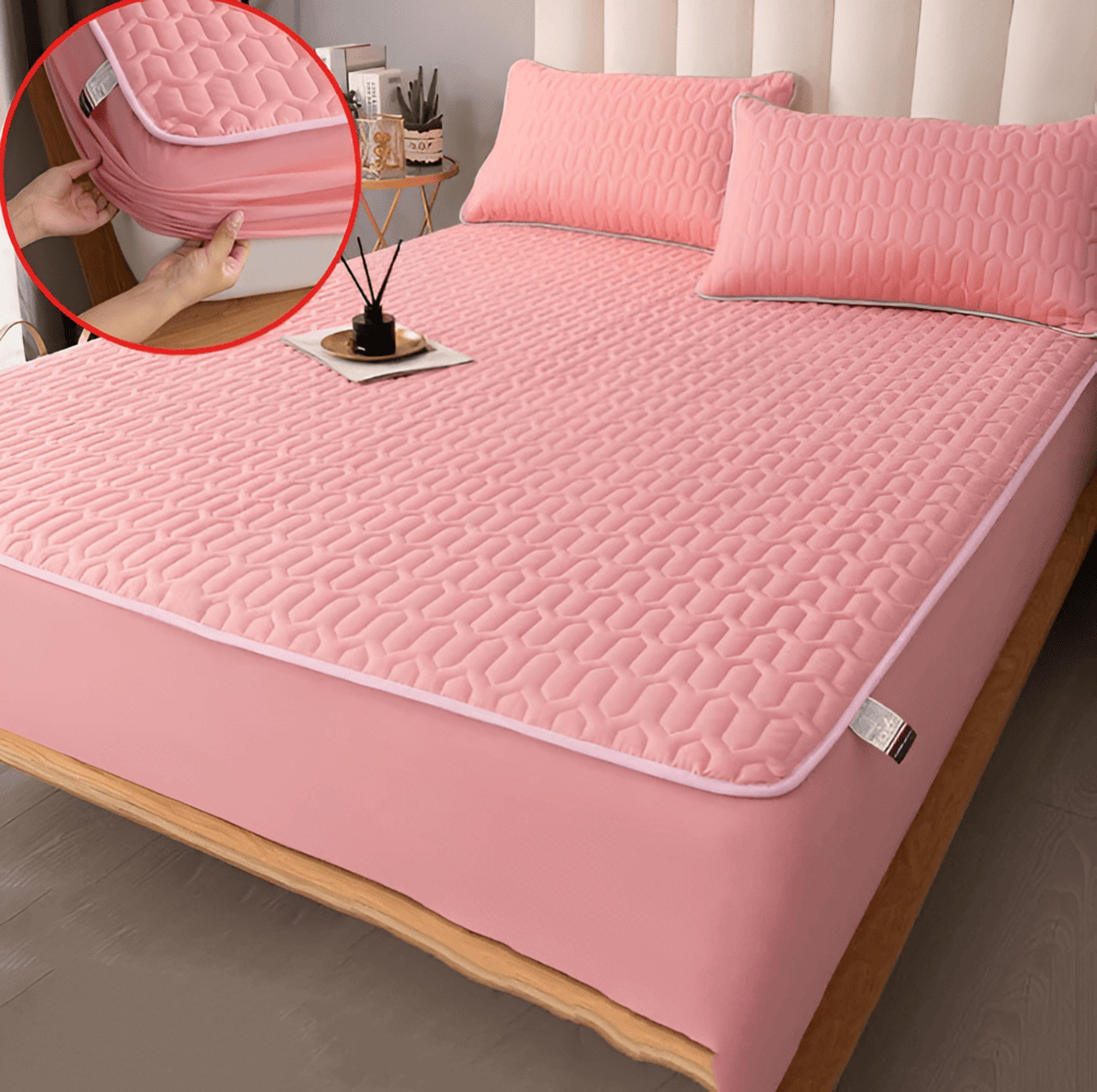 Waterproof Quilted Mattress Pad Protector with Deep Pocket Fitted Skirt – Breathable Polyester Cover for Bedroom | Thomler