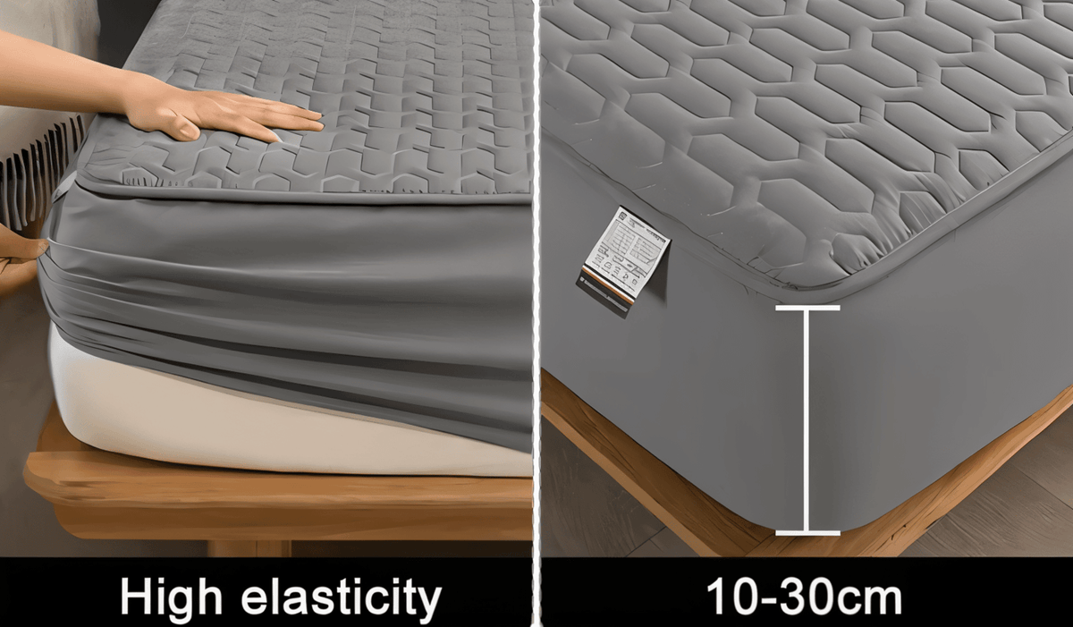 Waterproof Quilted Mattress Pad Protector with Deep Pocket Fitted Skirt – Breathable Polyester Cover for Bedroom | Thomler