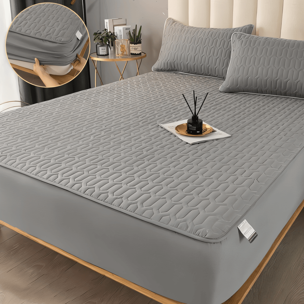 Waterproof Quilted Mattress Pad Protector with Deep Pocket Fitted Skirt – Breathable Polyester Cover for Bedroom | Thomler