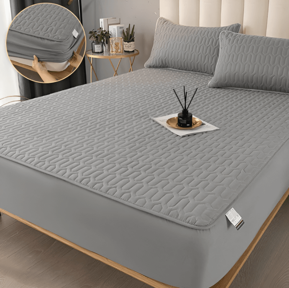 Waterproof Quilted Mattress Pad Protector with Deep Pocket Fitted Skirt – Breathable Polyester Cover for Bedroom | Thomler