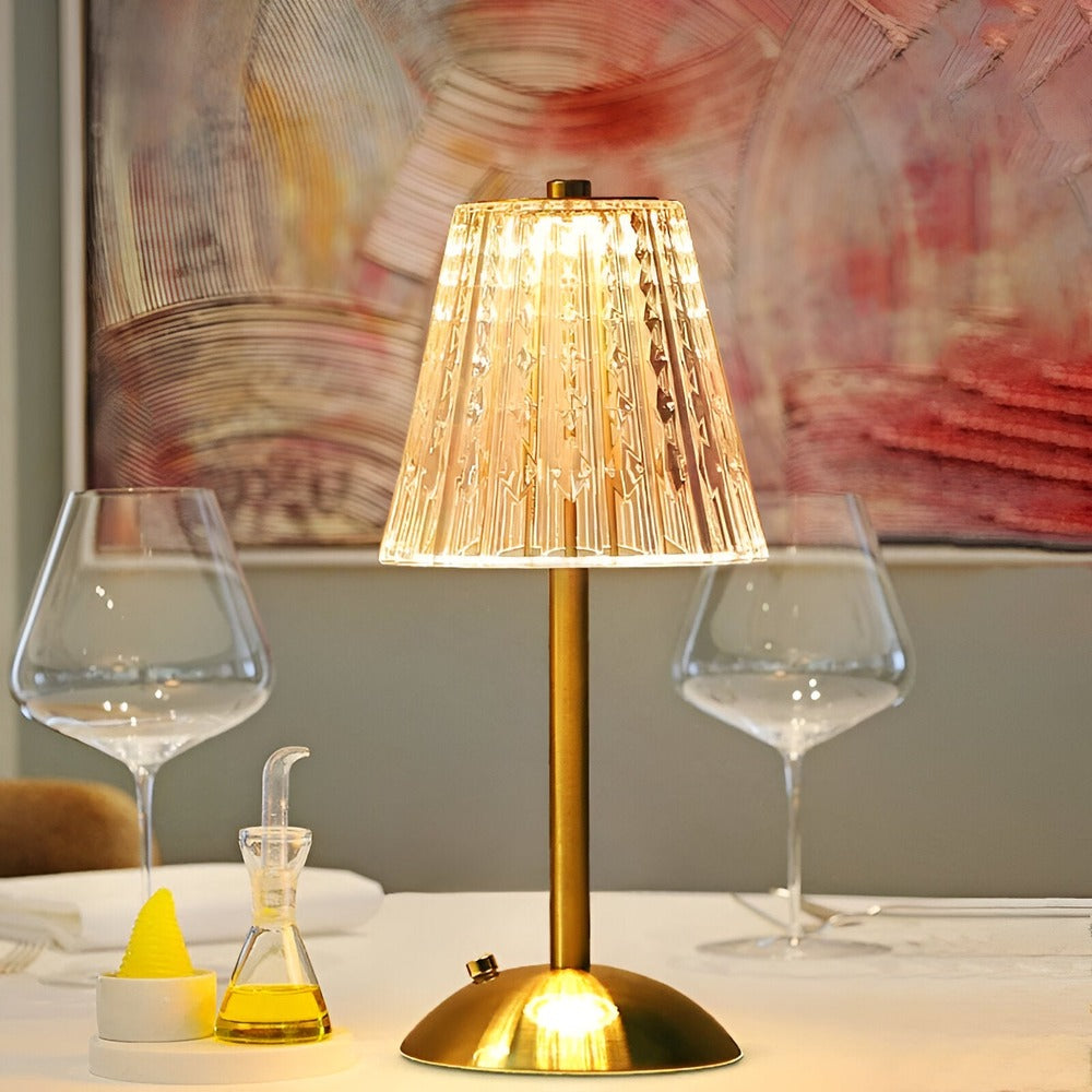 Table Lamp Crystal 30.0 cm 11.8 Inch Gold Cordless Bedroom Nightstand Dining Table Mood Light Rechargeable Dimmable | Thomler