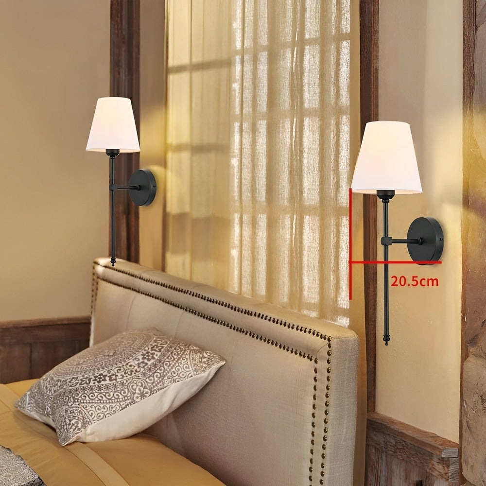 Wall Lamp Set Metal Fabric Shade 51.5 cm Bedroom Hallway Reading Light Pair Sconce Lighting | Thomler