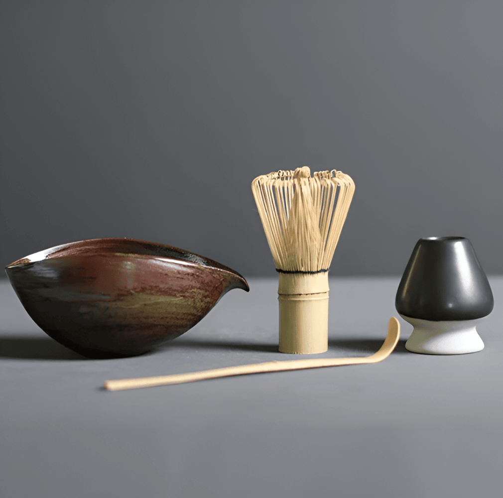 Matcha Set Ceramic Bamboo 14.0 cm Tea Ceremony Kitchen Ritual Gift Japanese Whisk Bowl Spoon Kit | Thomler
