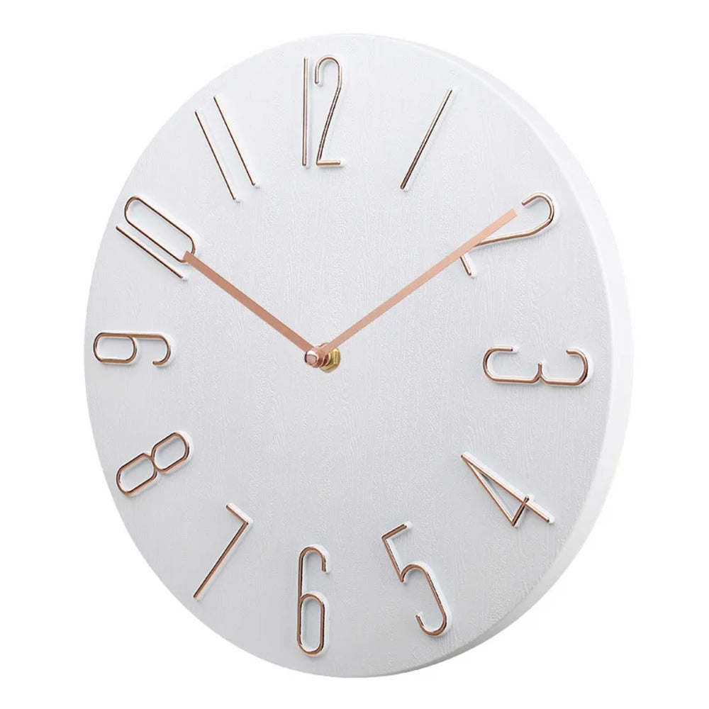 Wall Clock Plastic 20.0 cm Pink Silent Bedroom Office Minimalist Round Decorative Timepiece Scandinavian Home Decor | Thomler