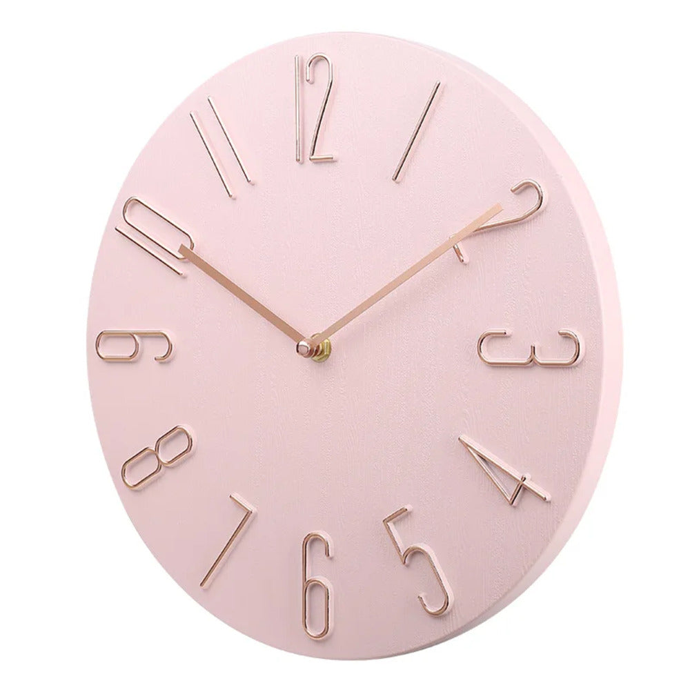 Wall Clock Plastic 20.0 cm Pink Silent Bedroom Office Minimalist Round Decorative Timepiece Scandinavian Home Decor | Thomler