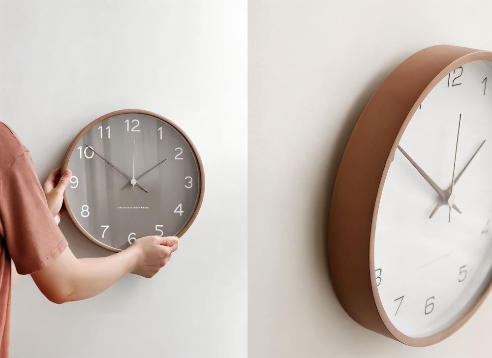 Wall Clock Wooden Silent 25.0 cm Grey White Living Room Bedroom Kitchen Decor Minimalist Nordic Design | Thomler
