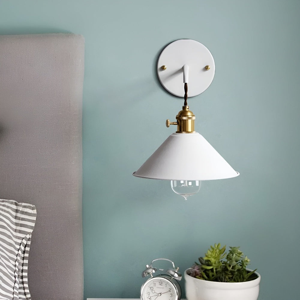 Wall Lamp Metal Cone 22.0 cm Grey Hallway Living Room Vintage Industrial Reading Light Accent Lighting | Thomler