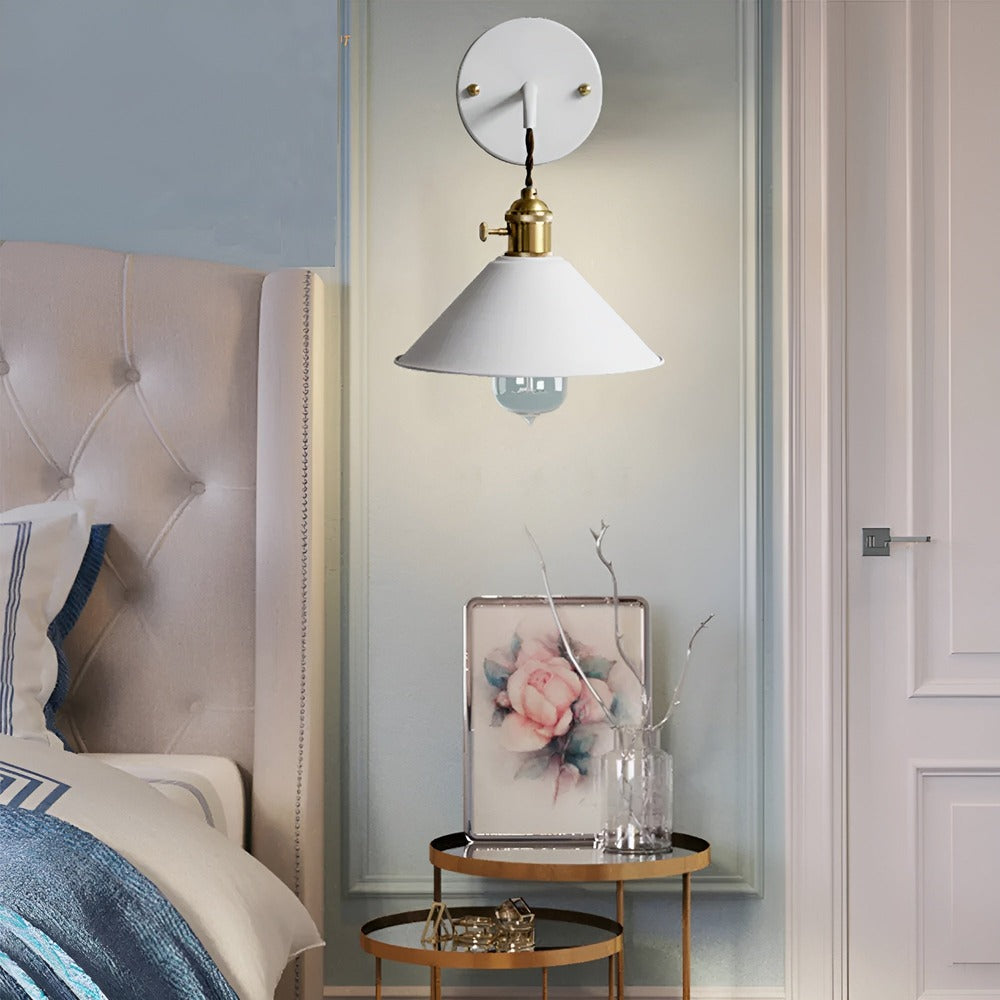 Wall Lamp Metal Cone 22.0 cm Grey Hallway Living Room Vintage Industrial Reading Light Accent Lighting | Thomler