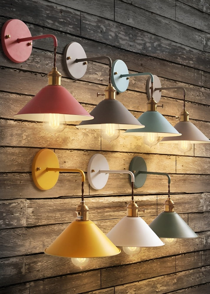 Wall Lamp Metal Cone 22.0 cm Grey Hallway Living Room Vintage Industrial Reading Light Accent Lighting | Thomler