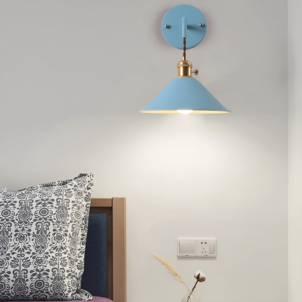 Wall Lamp Metal Cone 22.0 cm Grey Hallway Living Room Vintage Industrial Reading Light Accent Lighting | Thomler