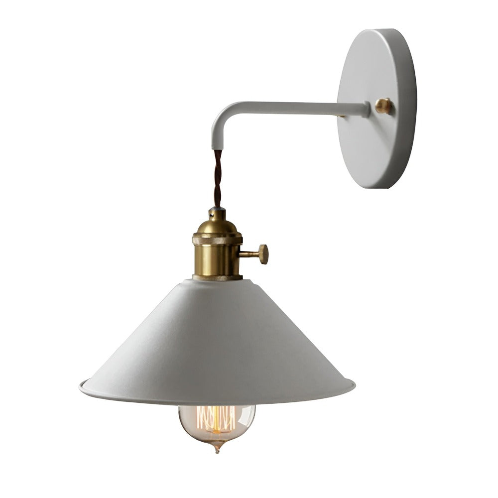 Wall Lamp Metal Cone 22.0 cm Grey Hallway Living Room Vintage Industrial Reading Light Accent Lighting | Thomler
