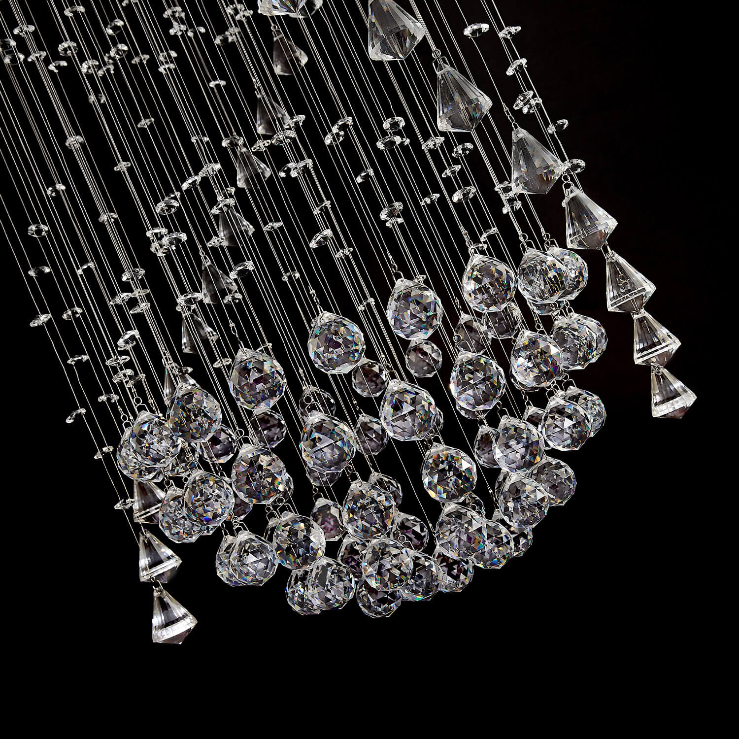 Spiral Crystal Chandelier with Cascading Pendant Drops – Adjustable Height Statement Lighting for Tall Ceilings, Entryways & Staircases | Thomler