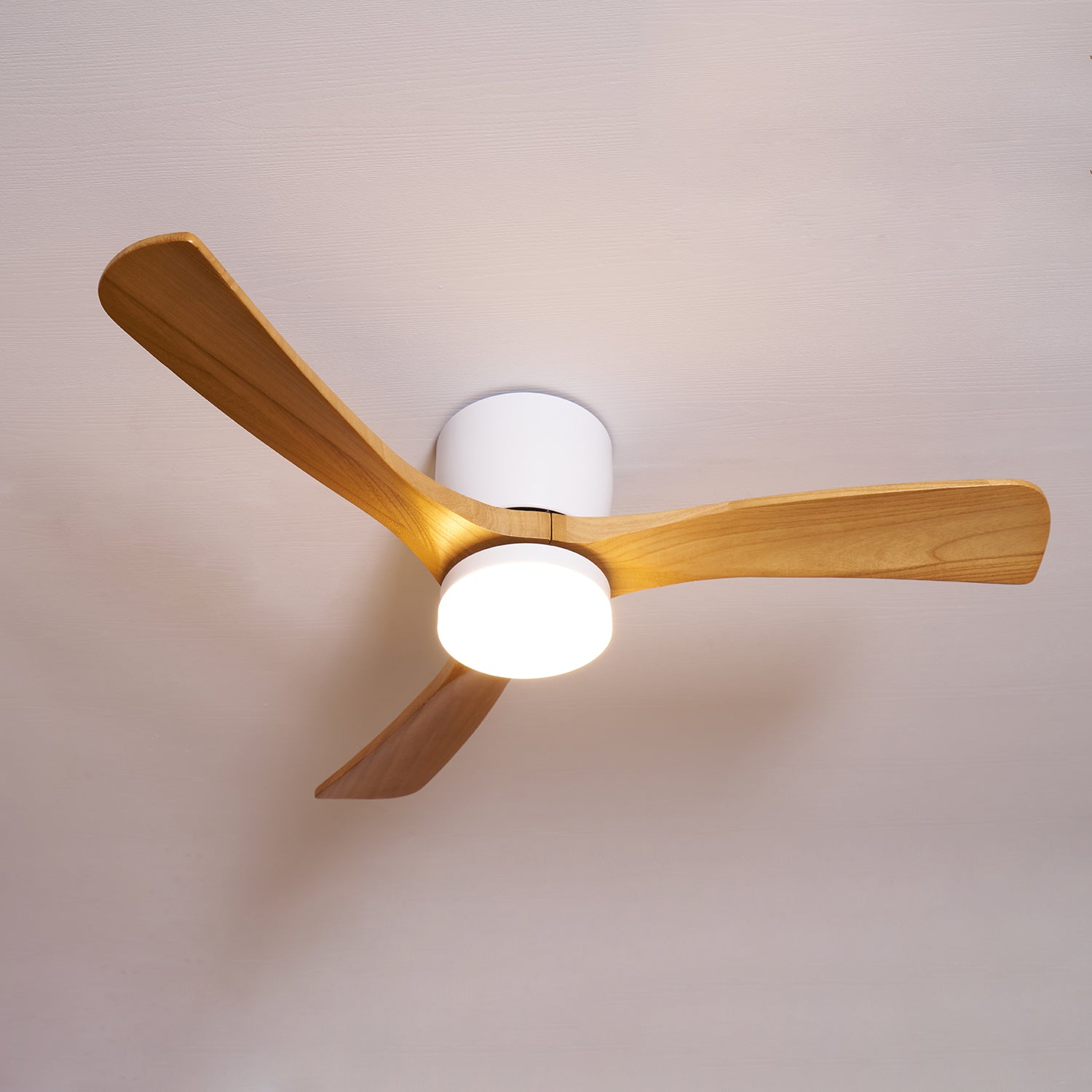 Nordic Ceiling Fan Light 42 in Solid Wood Blades LED Bedroom Living Room Quiet DC Motor Modern Ceiling Fan | Thomler