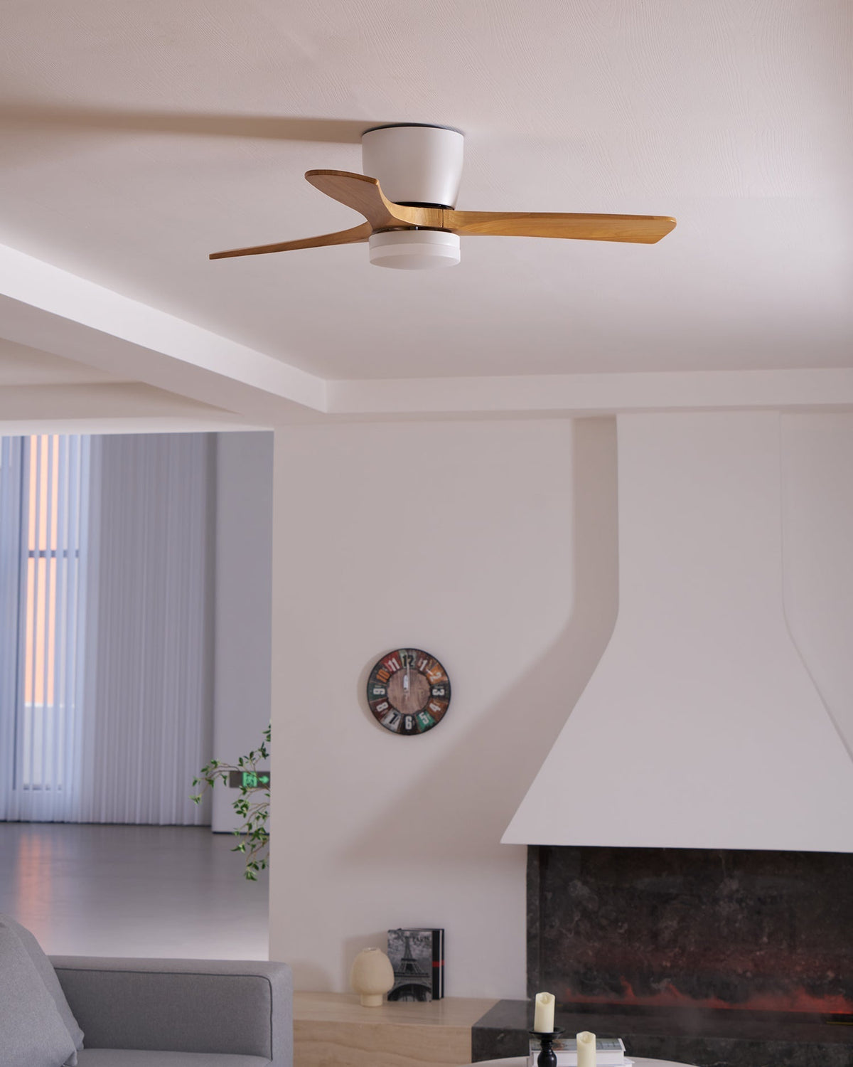 Sycamore Wood Ceiling Fan with LED Light – Whisper-Quiet 6-Speed DC Motor, Reversible Airflow, Remote Control, 42/48/52 Inch | Thomler