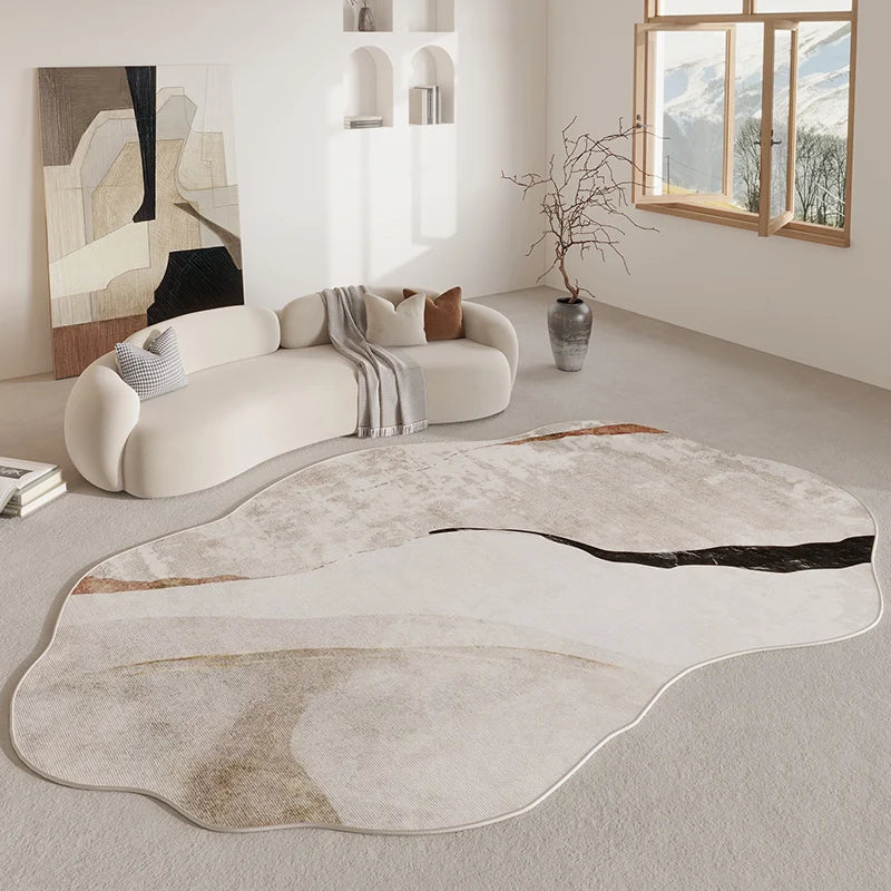 Freeform Abstract Area Rug with Non-Slip Grip — Plush Polyester Floor Covering for Bedrooms, Living Spaces & Hallways | Thomler