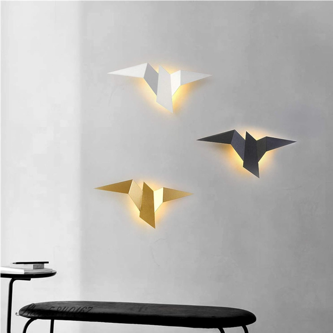 Folded Metal Wall Sconce with Geometric Silhouette | Warm White LED Accent Light for Living Room, Bedroom, Hallway | Modern Sculptural | Thomler