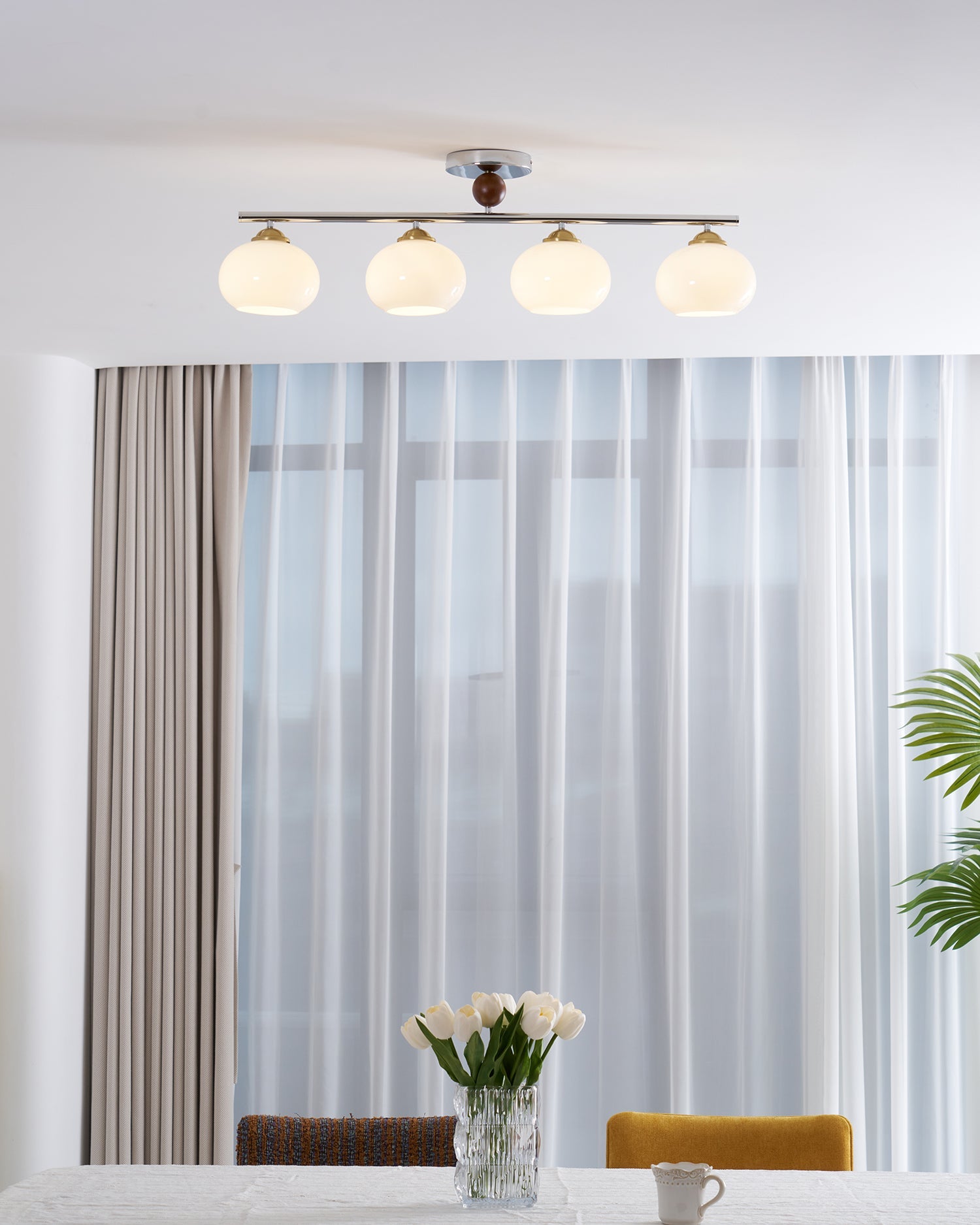 Ceiling Light Glass Metal 38.5 in Caramel Chrome Gold White Beige Kitchen Dining Room Modern Pendant Fixture | Thomler