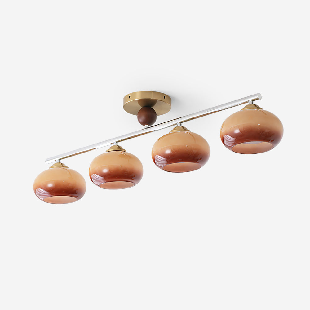 Ceiling Light Glass Metal 38.5 in Caramel Chrome Gold White Beige Kitchen Dining Room Modern Pendant Fixture | Thomler