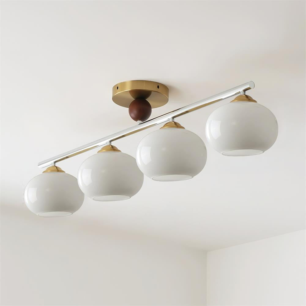 Ceiling Light Glass Metal 38.5 in Caramel Chrome Gold White Beige Kitchen Dining Room Modern Pendant Fixture | Thomler