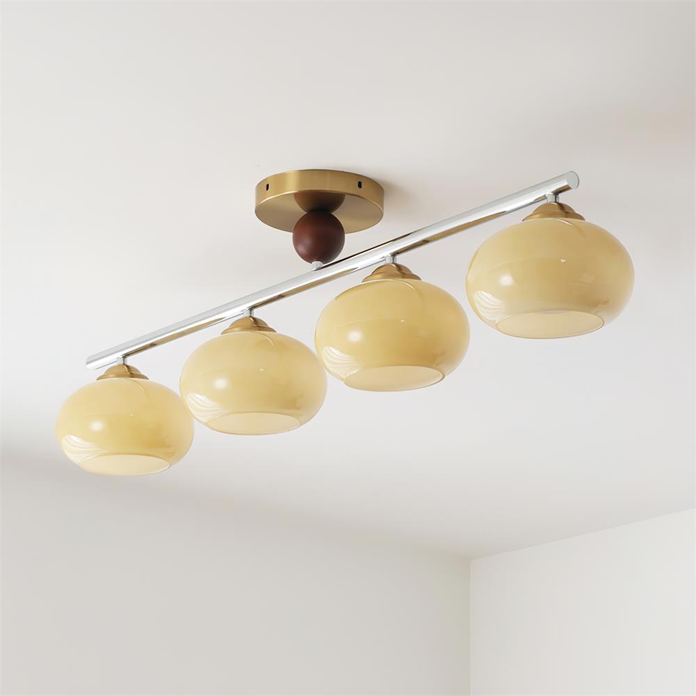 Ceiling Light Glass Metal 38.5 in Caramel Chrome Gold White Beige Kitchen Dining Room Modern Pendant Fixture | Thomler