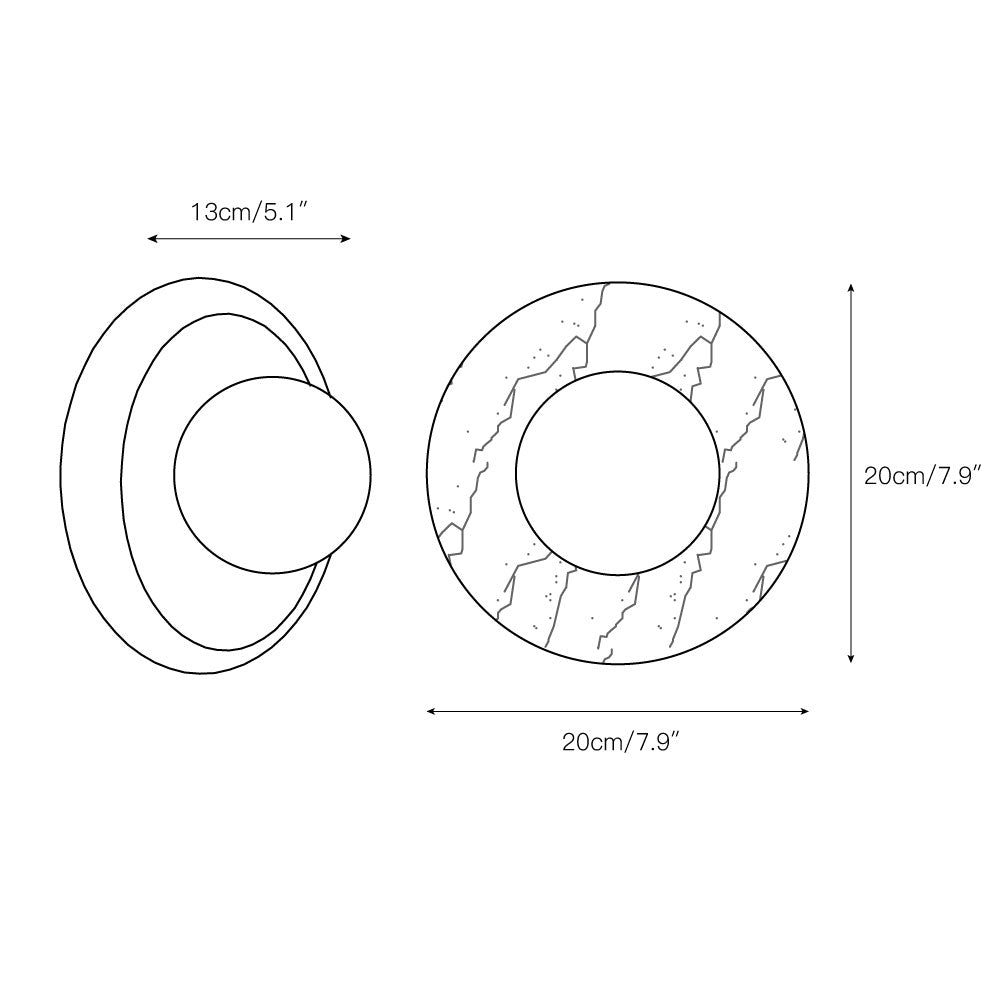 Wall Lamp Marble 7.9 in Round Glass Shade Indoor Bedroom Hallway Modern Sconce Decorative Lighting Fixture | Thomler