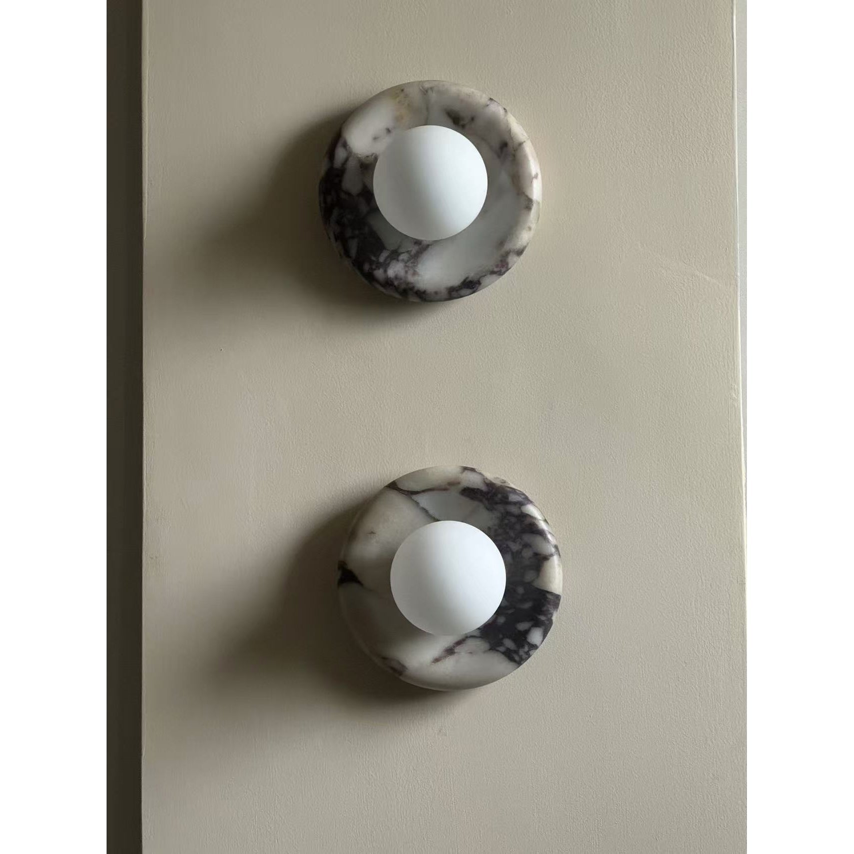 Wall Lamp Marble 7.9 in Round Glass Shade Indoor Bedroom Hallway Modern Sconce Decorative Lighting Fixture | Thomler