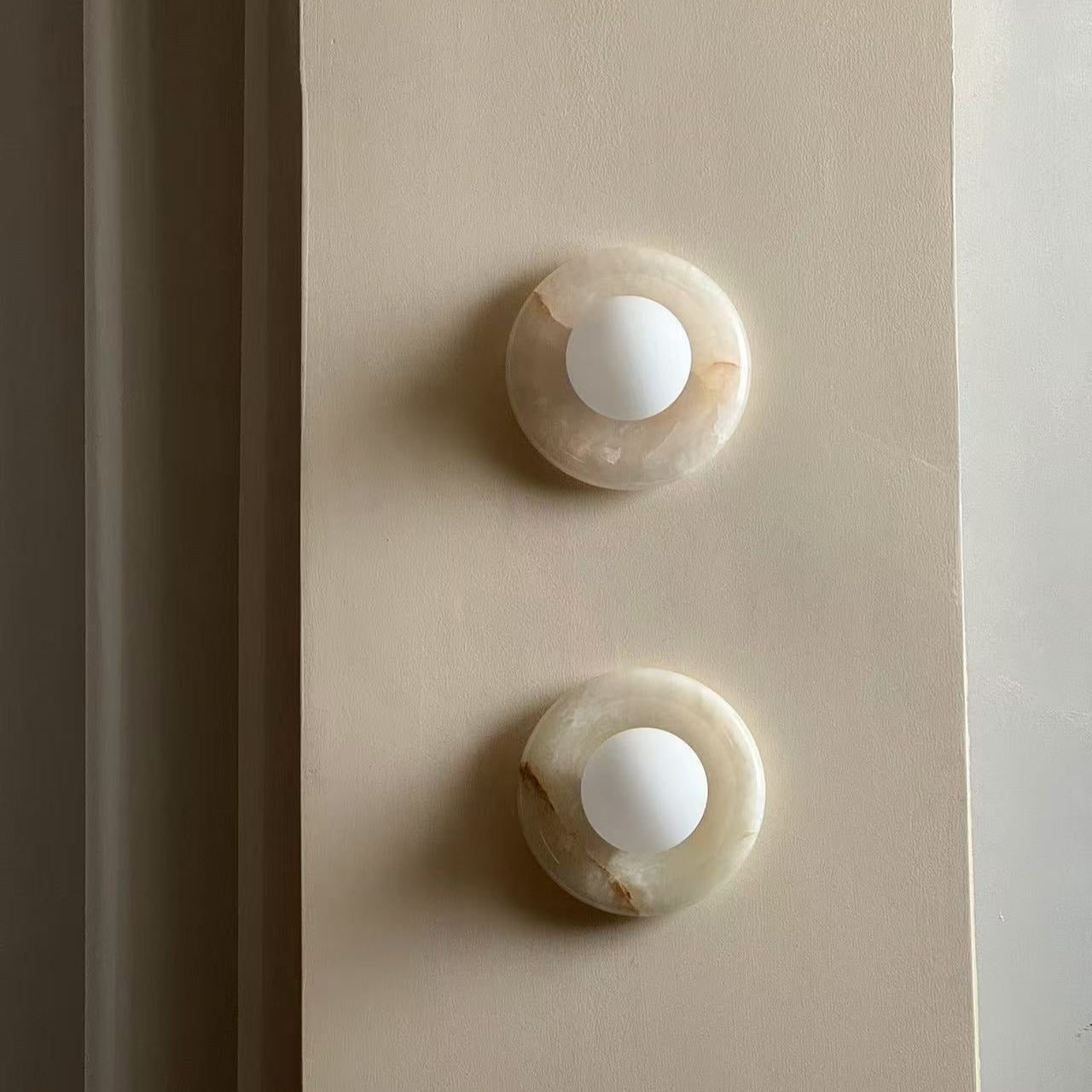 Wall Lamp Marble 7.9 in Round Glass Shade Indoor Bedroom Hallway Modern Sconce Decorative Lighting Fixture | Thomler