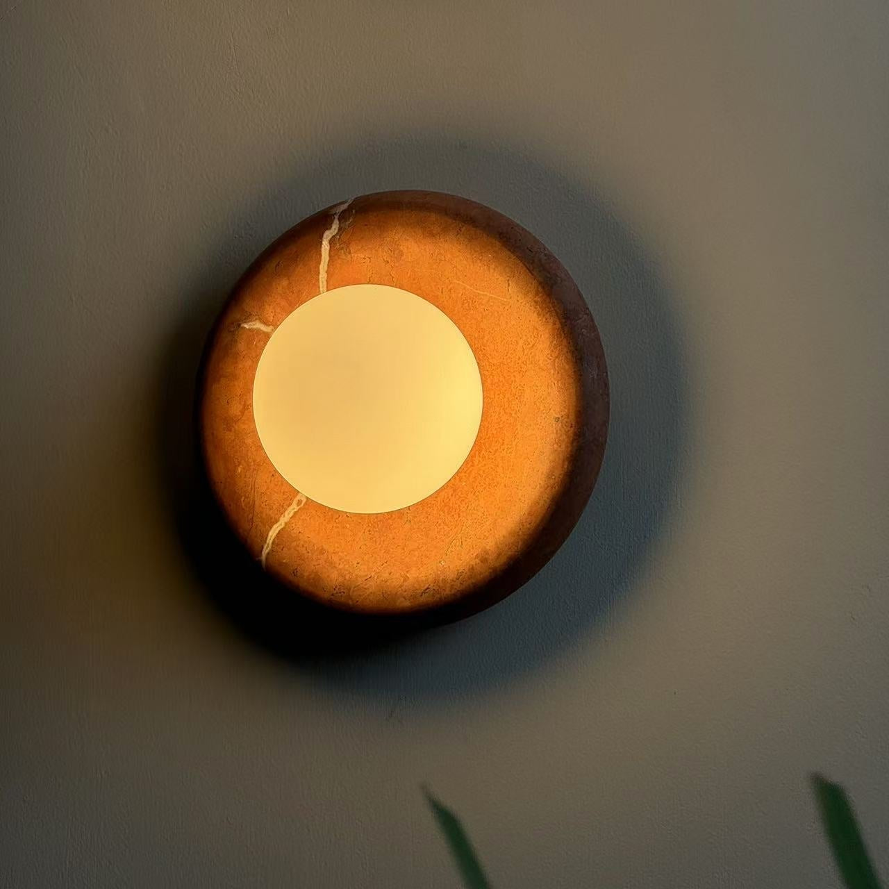 Wall Lamp Marble 7.9 in Round Glass Shade Indoor Bedroom Hallway Modern Sconce Decorative Lighting Fixture | Thomler