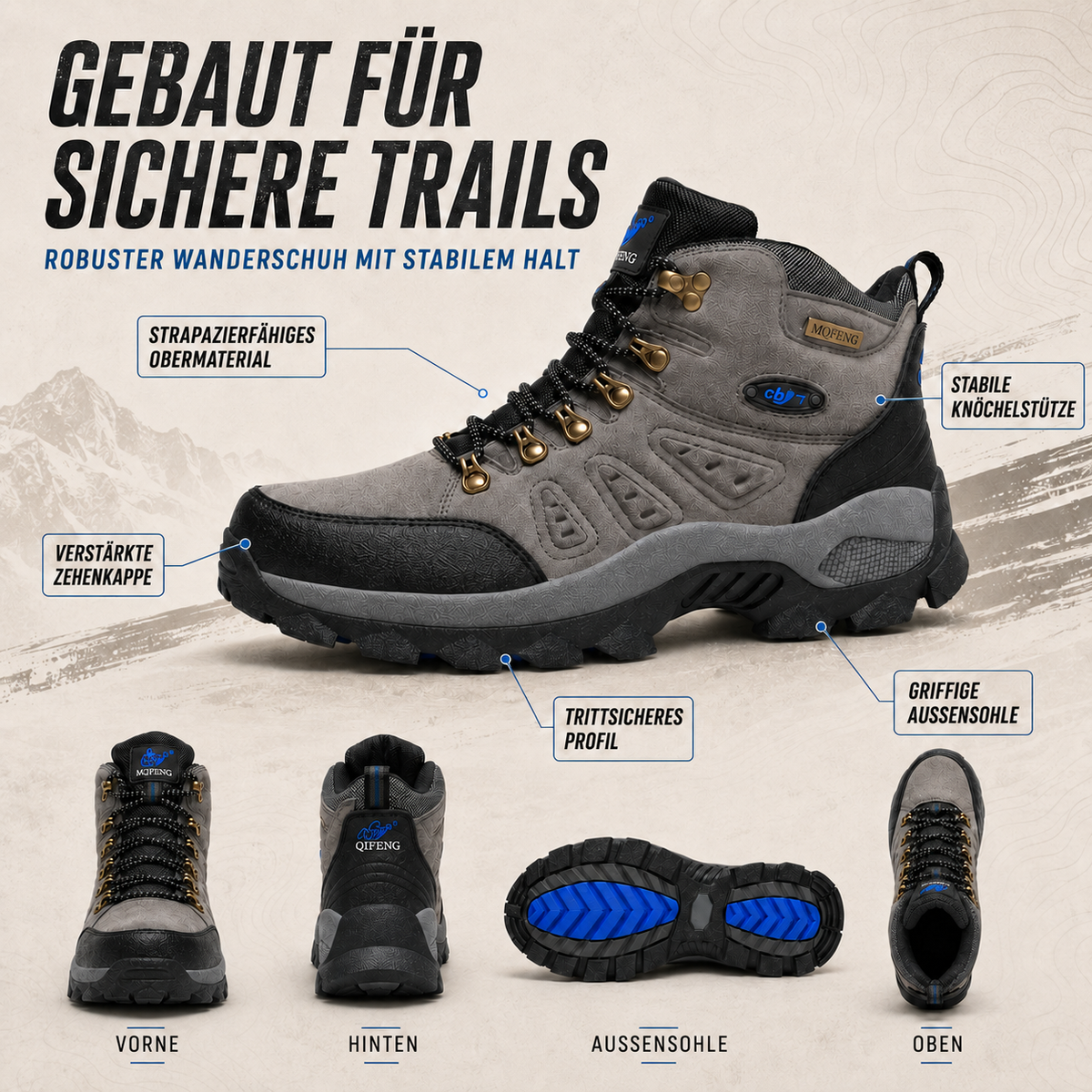 Waterproof Hiking Shoes with Orthopedic Support & Non-Slip Sole for Men & Women | Thomler