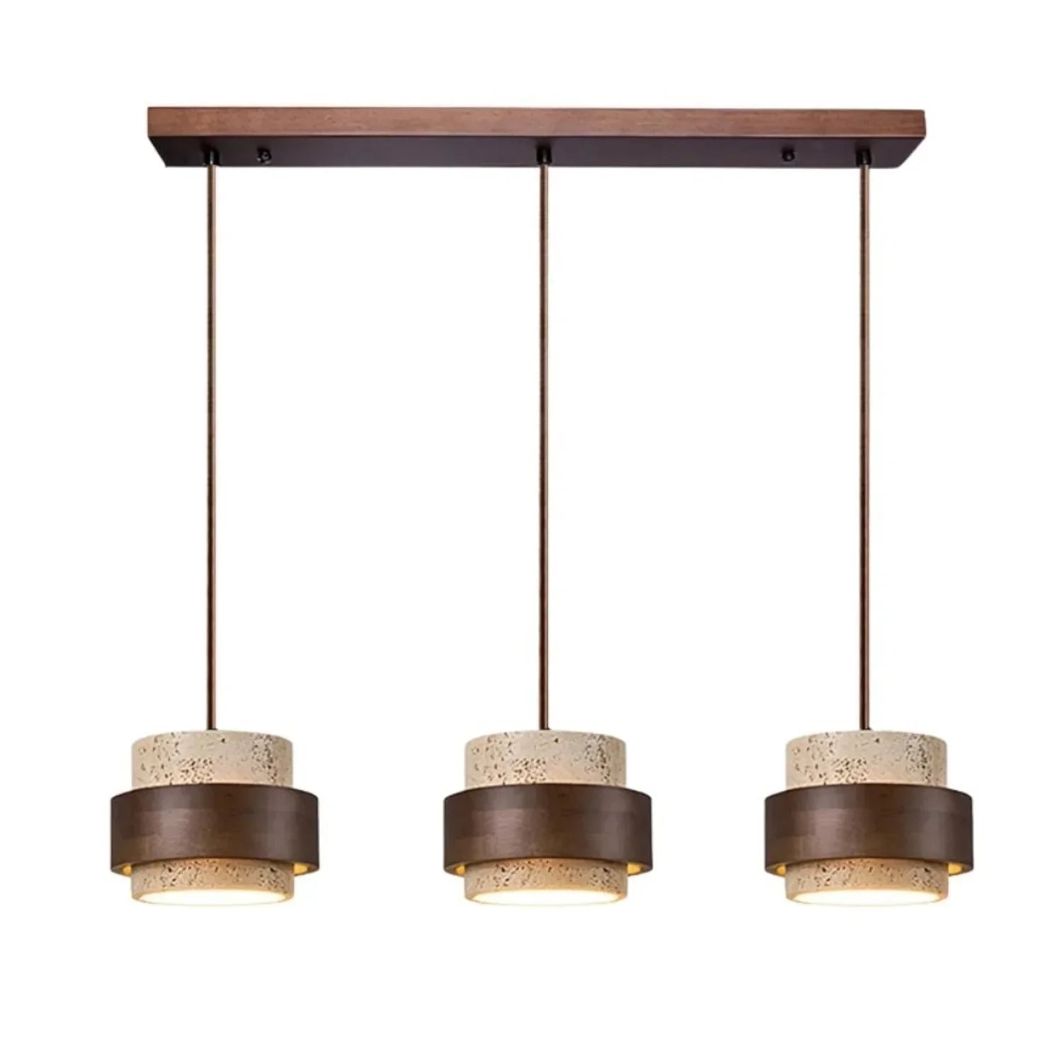 Pendant Light Travertine Wood E27 150.0 cm Walnut Dining Room Kitchen Island Hanging Ceiling Lamp Japandi Minimalist | Thomler