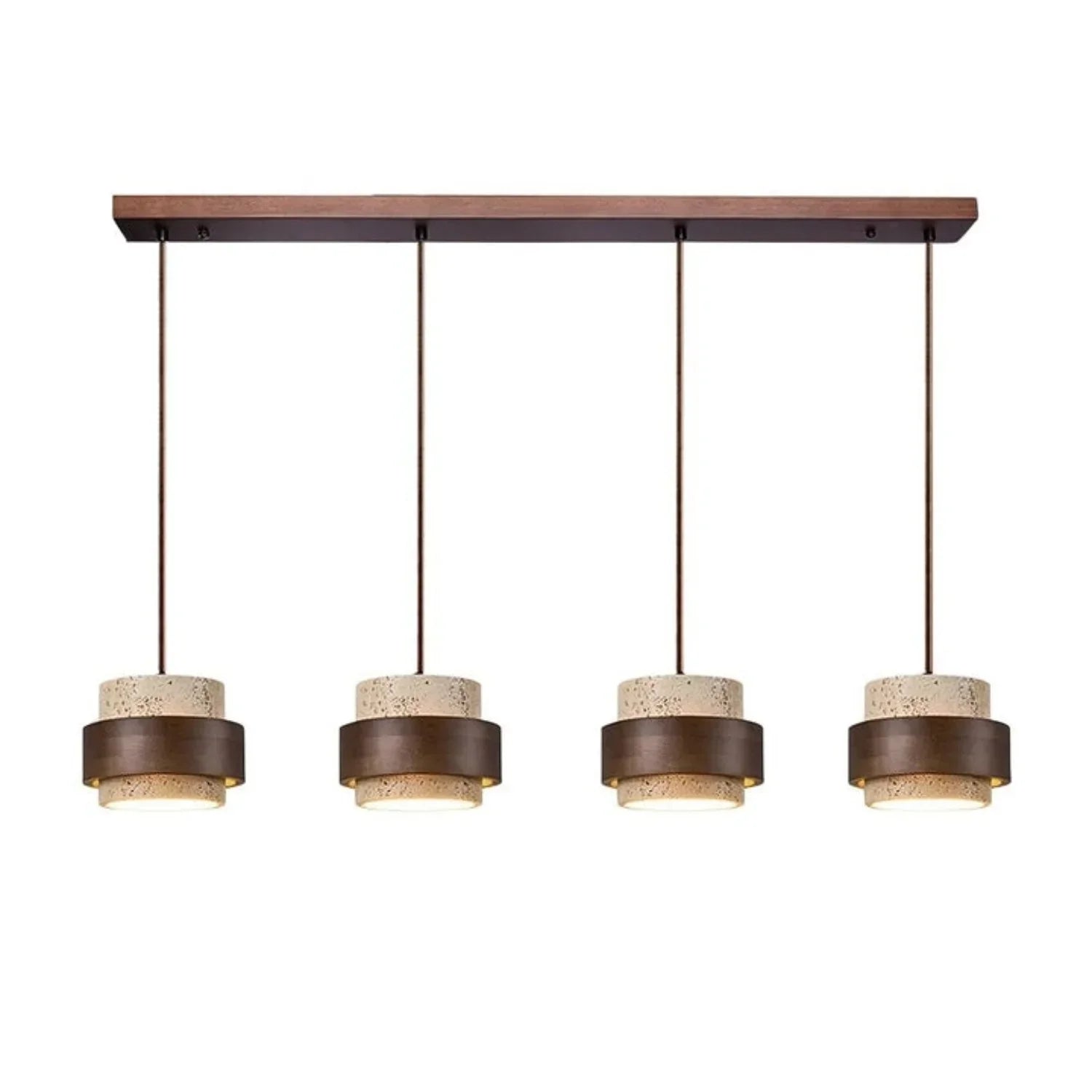 Pendant Light Travertine Wood E27 150.0 cm Walnut Dining Room Kitchen Island Hanging Ceiling Lamp Japandi Minimalist | Thomler