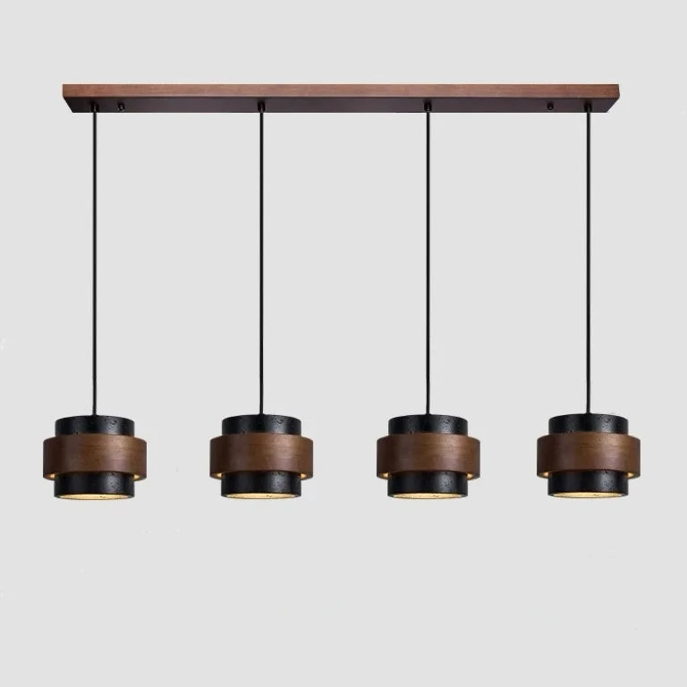Pendant Light Travertine Wood E27 150.0 cm Walnut Dining Room Kitchen Island Hanging Ceiling Lamp Japandi Minimalist | Thomler