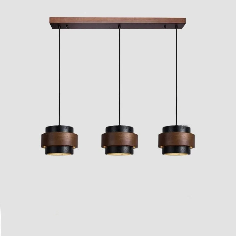 Pendant Light Travertine Wood E27 150.0 cm Walnut Dining Room Kitchen Island Hanging Ceiling Lamp Japandi Minimalist | Thomler