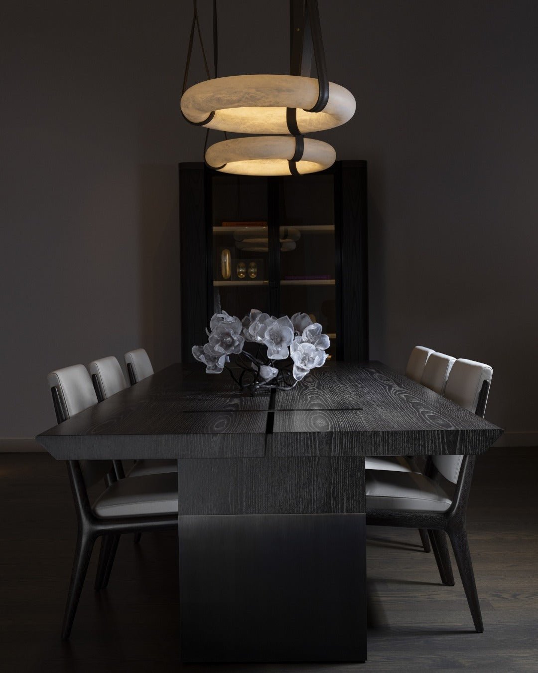 Pendant Light Alabaster Ring LED Ø 120.0 cm Gold Dining Room Halo Hanging Ceiling Lamp Adjustable | Thomler