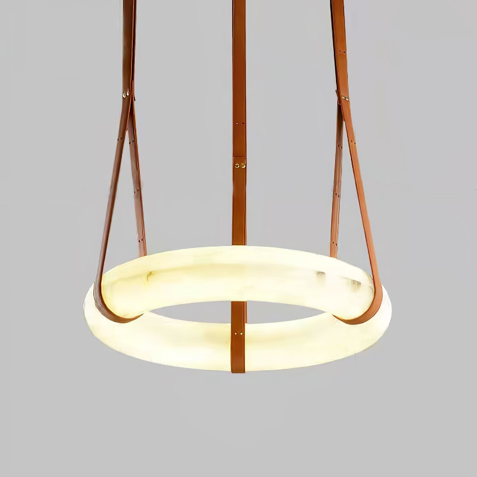 Pendant Light Alabaster Ring LED Ø 120.0 cm Gold Dining Room Halo Hanging Ceiling Lamp Adjustable | Thomler