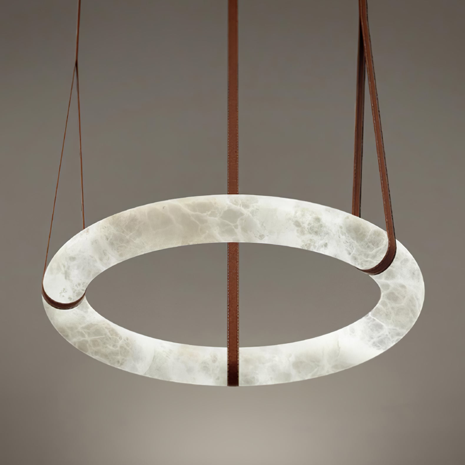 Pendant Light Alabaster Ring LED Ø 120.0 cm Gold Dining Room Halo Hanging Ceiling Lamp Adjustable | Thomler