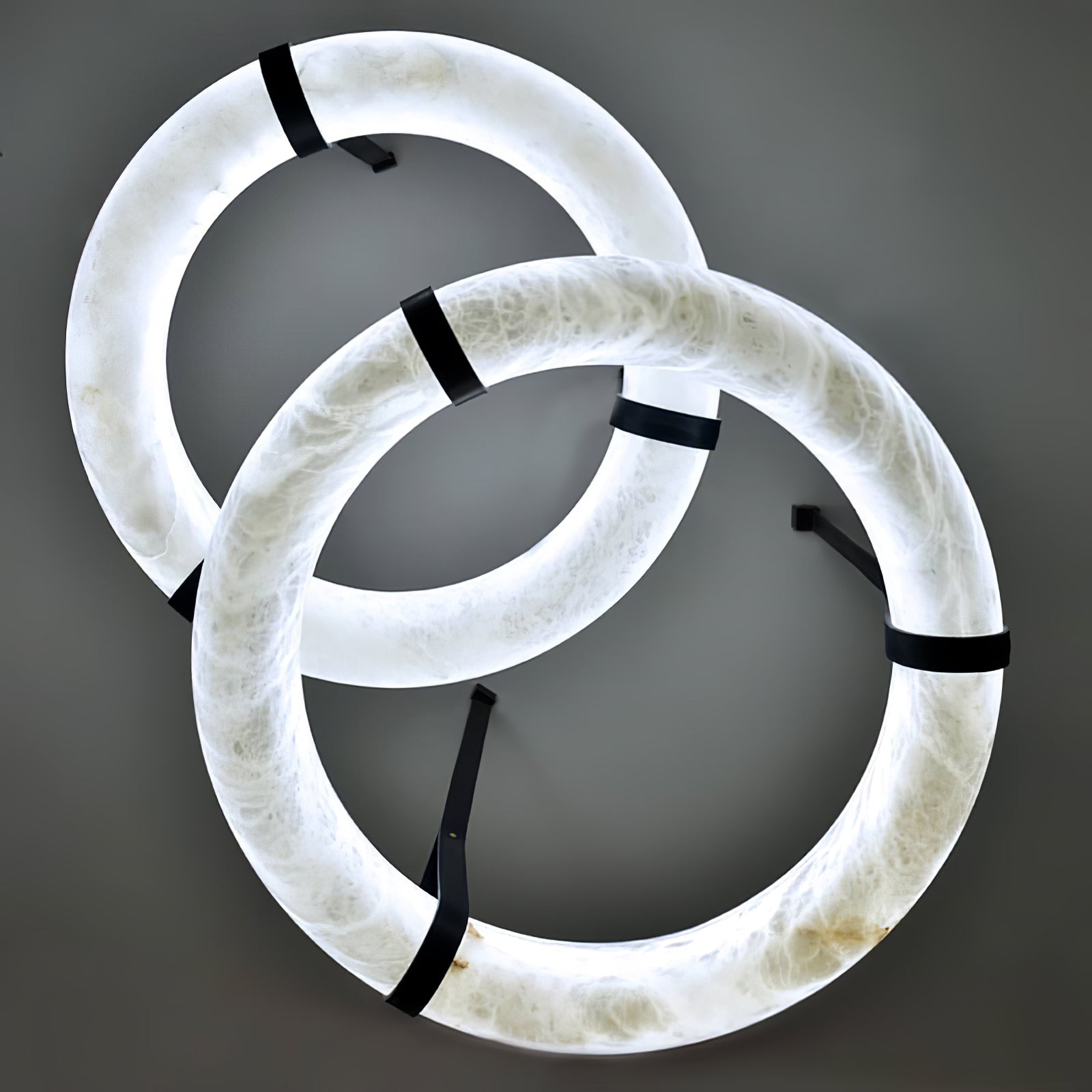 Pendant Light Alabaster Ring LED Ø 120.0 cm Gold Dining Room Halo Hanging Ceiling Lamp Adjustable | Thomler