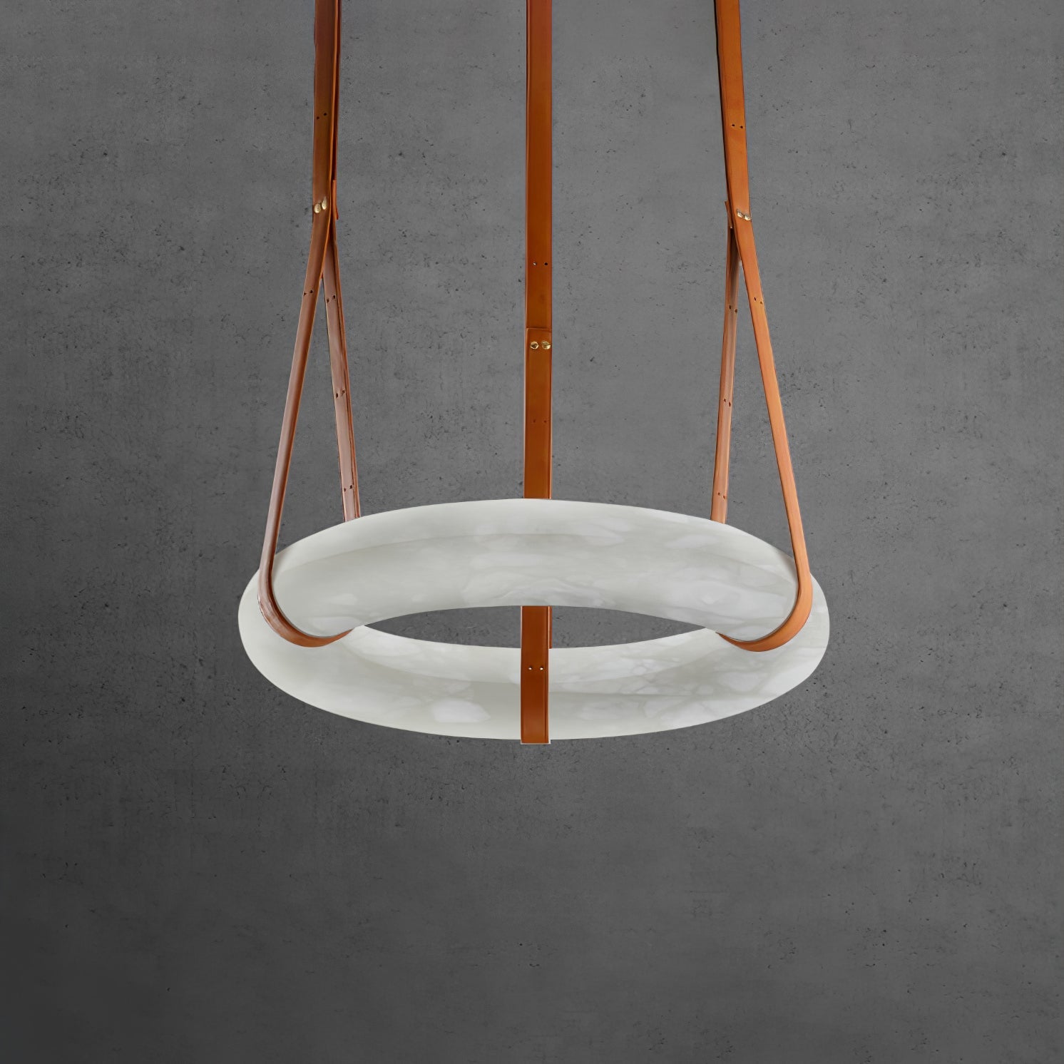 Pendant Light Alabaster Ring LED Ø 120.0 cm Gold Dining Room Halo Hanging Ceiling Lamp Adjustable | Thomler