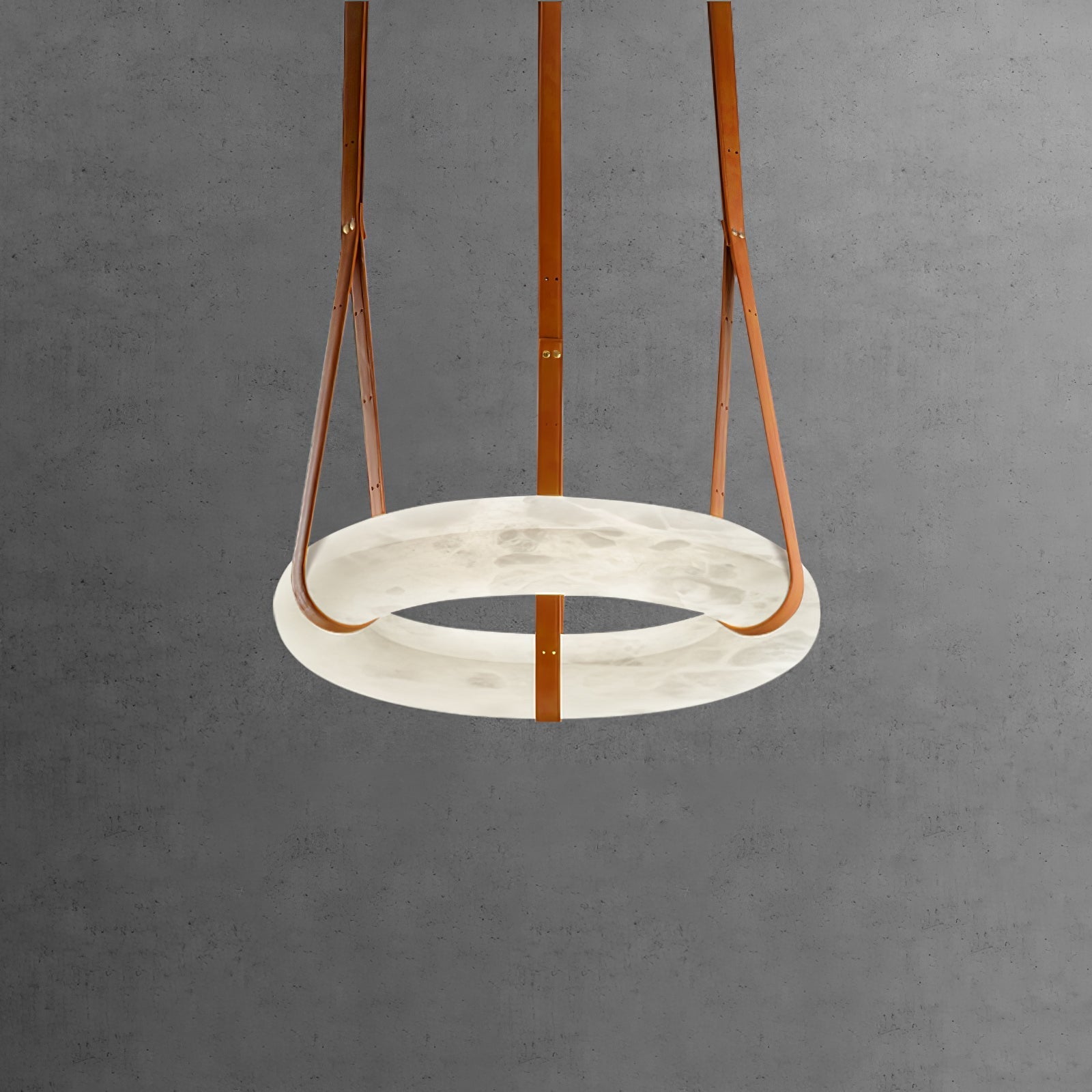 Pendant Light Alabaster Ring LED Ø 120.0 cm Gold Dining Room Halo Hanging Ceiling Lamp Adjustable | Thomler