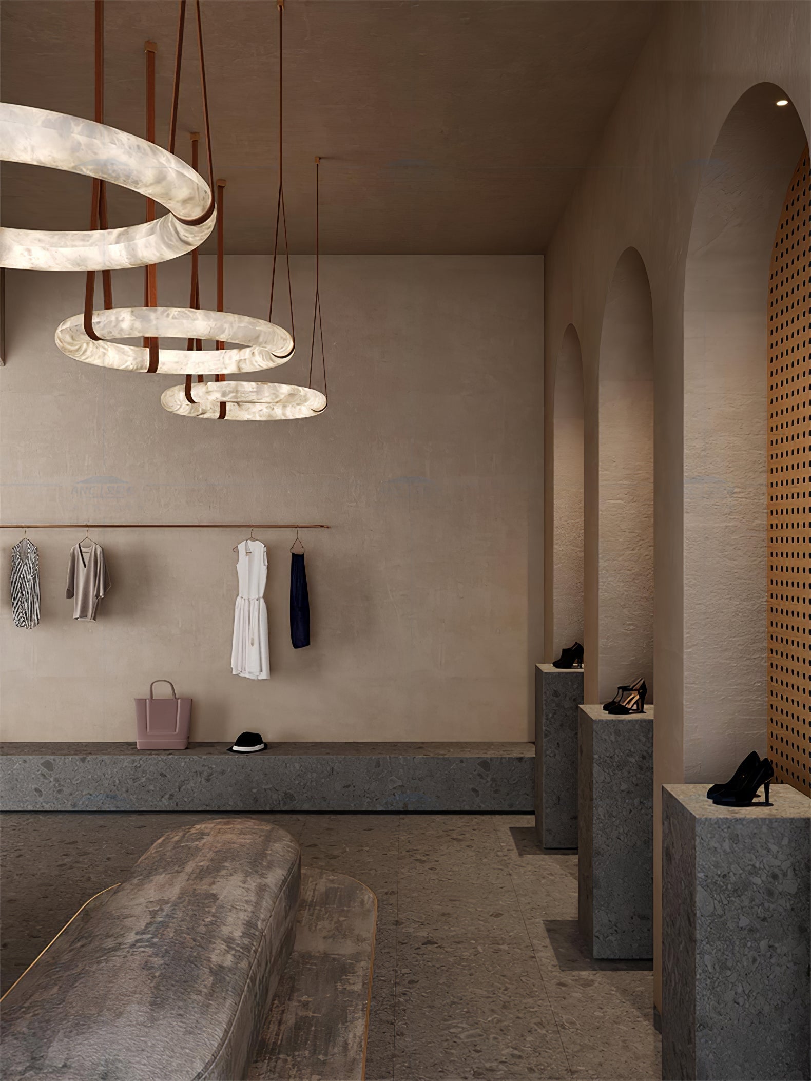 Pendant Light Alabaster Ring LED Ø 120.0 cm Gold Dining Room Halo Hanging Ceiling Lamp Adjustable | Thomler