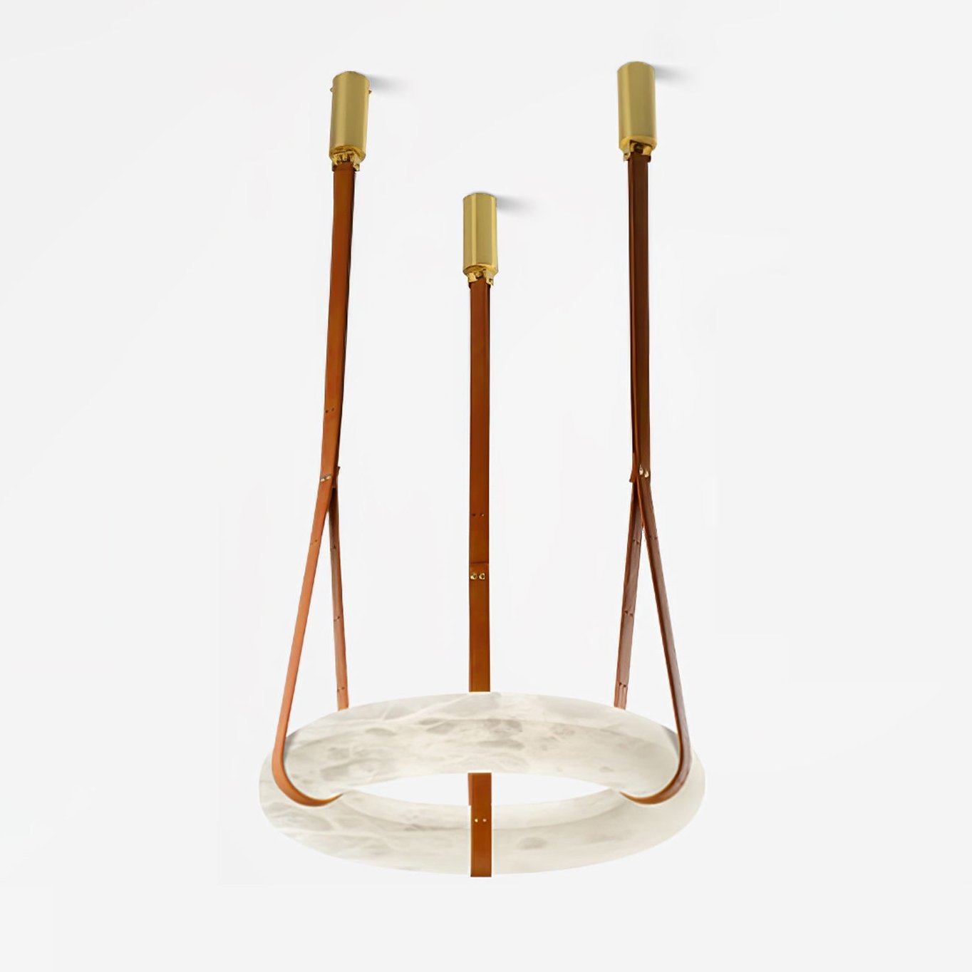 Pendant Light Alabaster Ring LED Ø 120.0 cm Gold Dining Room Halo Hanging Ceiling Lamp Adjustable | Thomler