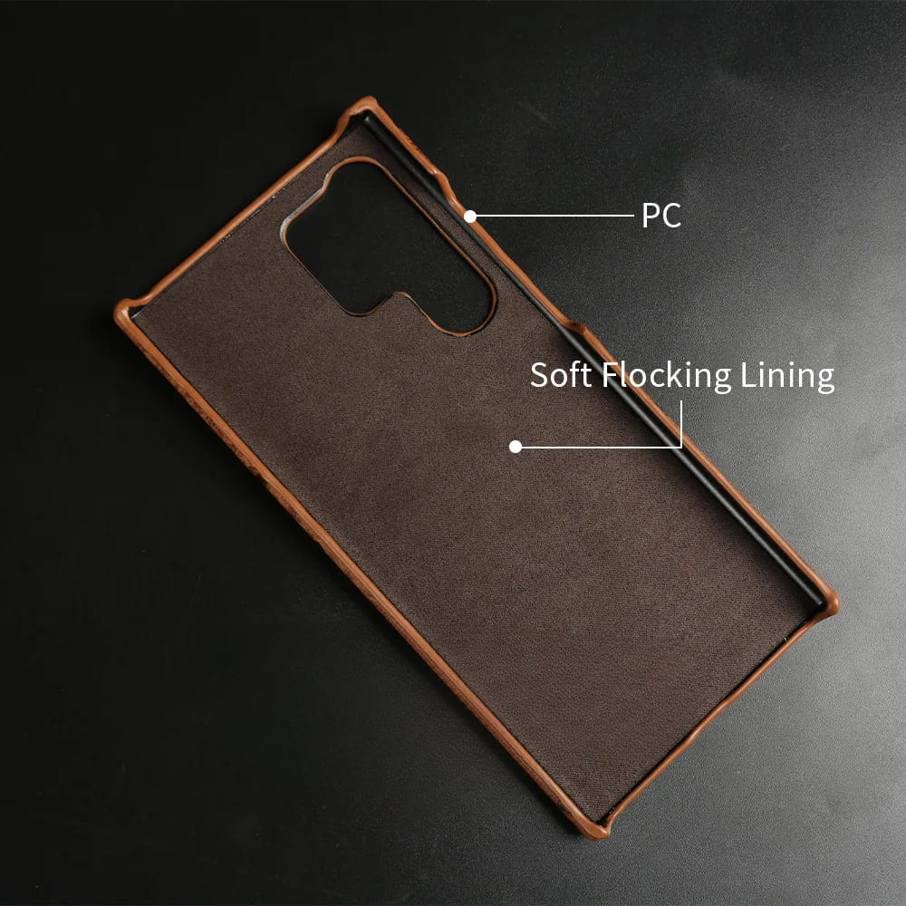 Premium Textured Leather Samsung Galaxy Case Shock-Absorbing Protective Cover with Raised Edges for S22 S23 S24 S25 S26 Note 20 | Thomler