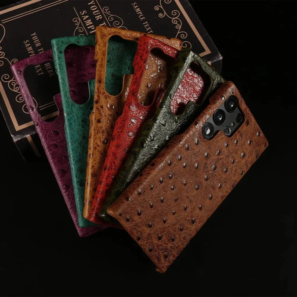 Premium Textured Leather Samsung Galaxy Case Shock-Absorbing Protective Cover with Raised Edges for S22 S23 S24 S25 S26 Note 20 | Thomler