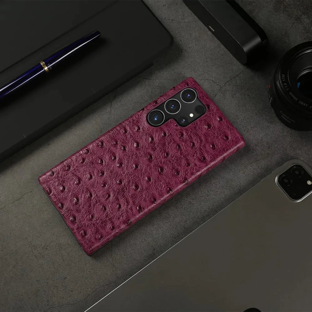 Premium Textured Leather Samsung Galaxy Case Shock-Absorbing Protective Cover with Raised Edges for S22 S23 S24 S25 S26 Note 20 | Thomler