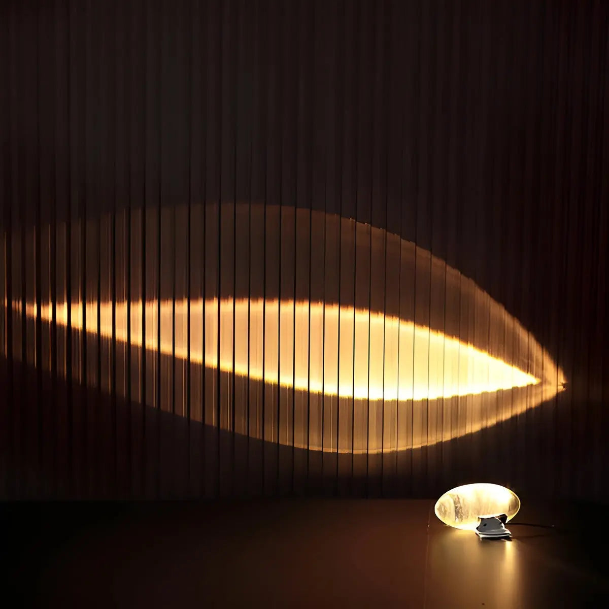 Ovale Kristall-Tischlampe – LED-Stimmungslicht in Warmweiß, Sonnenuntergangsrot & Blau-Violett