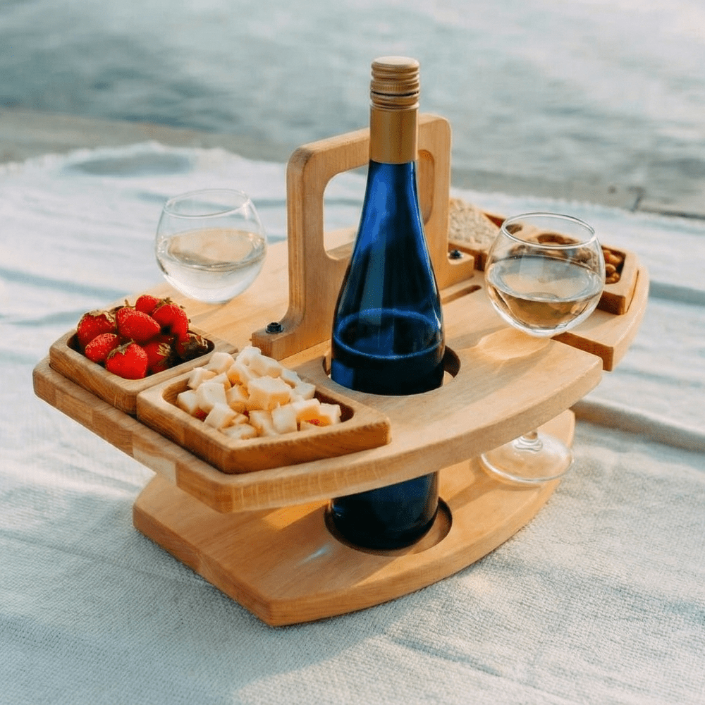 Portable Folding Wine Table with Built-In Holders for Outdoor Entertaining & Park Gatherings | Thomler